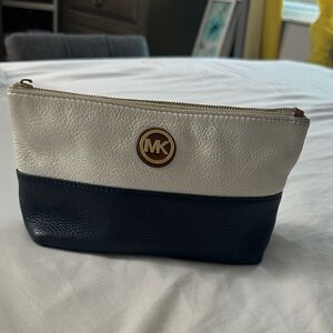 Michael Kors Cream and dark blue  Leather bag